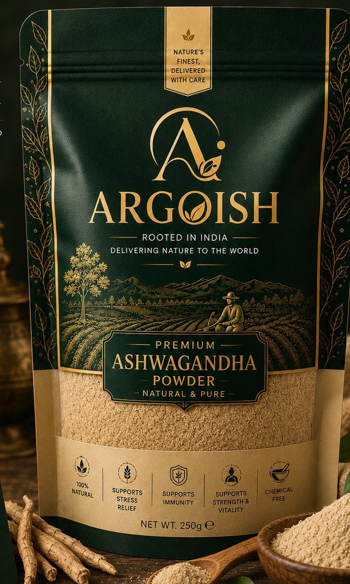 Argoish Premium Ashwagandha Powder retail pouch, 250g